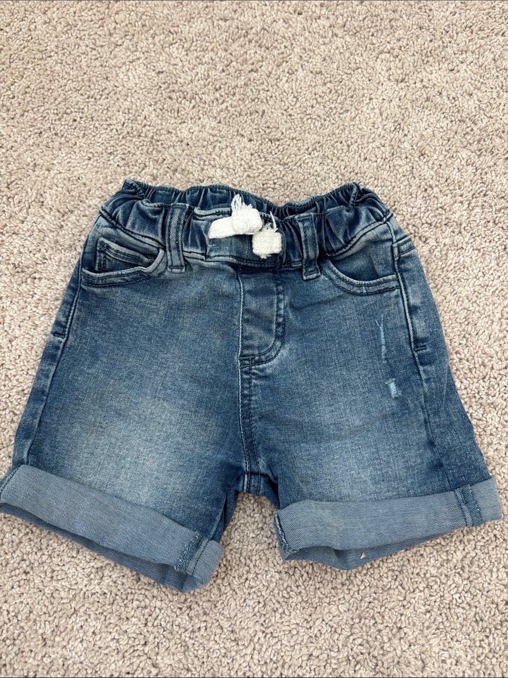 Little Bipsy Denim Rolled Cuff Drawstring Shorts - Blue